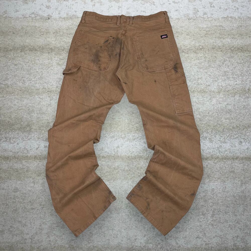 Vintage 90s Dickies Carpenter Pants 34x34 Baggy Camel Tan Canvas Dungarees